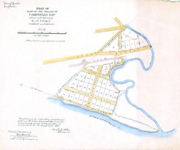 Plan of part of the village of Campbells Bay situated in the N.E. half of lot no. 2 range II. Township of Litchfield.