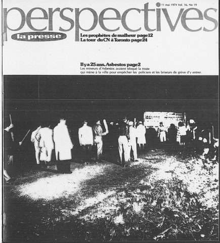 Côté, Françoise, « Il y a 25 ans, Asbestos », La Presse, 11 mai 1974, p. 2-4, 6, 8-10