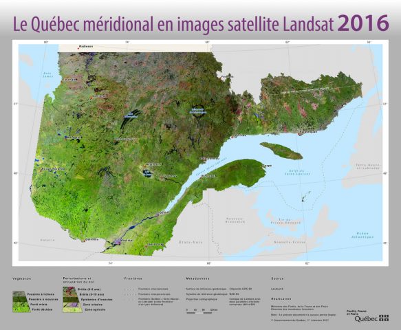 Le Québec méridional en images satellite Landsat / réalisation, Ministère des forêts, de la faune et des parcs, Direction des inventaires forestiers