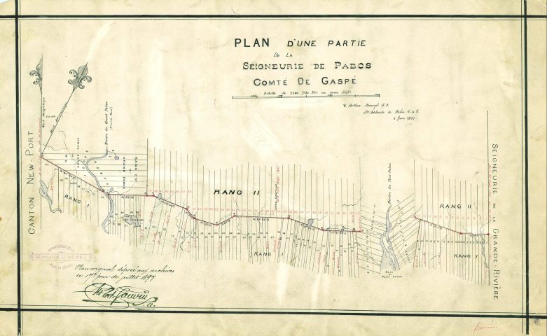 Plan d’une partie de la seigneurie de Pabos. Comté de Gaspé.